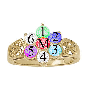 Six Children With Mothers Birthstone, Mother and Child Ring - MothersFamilyRings.com