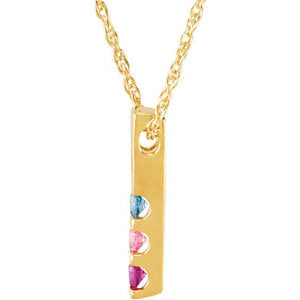 3 stone Channel Set Mother's Pendant with Natural Gemstones*