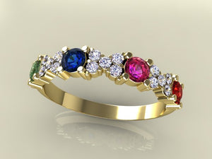 4 Birthstone Mothers Ring With .21 carats of Fine Diamonds by Christopher Michael* - MothersFamilyRings.com