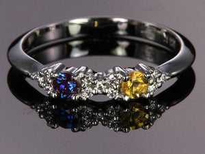 2 Birthstone Mothers Ring With .11 carats of Fine  Diamonds by Christopher Michael* - MothersFamilyRings.com