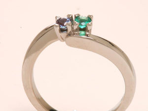 2 Stone Bypass Mothers Ring 3mm Birthstones* - MothersFamilyRings.com