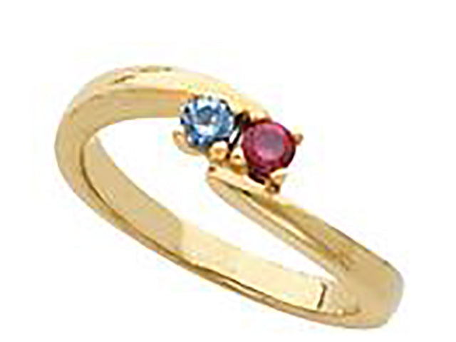 2 Stone Bypass Mothers Ring 3mm Birthstones* - MothersFamilyRings.com