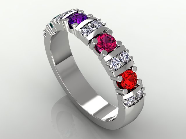 4 Birthstone Christopher Michael Designed Mothers Ring with Fine Diamonds* - MothersFamilyRings.com