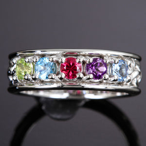 Christopher Michael designed Celtic Style Mothers Ring With Three 3mm Natural Birthstones*