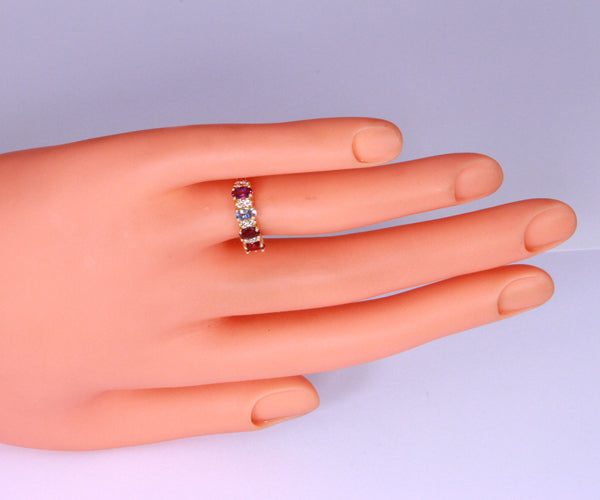 4 Stone Oval Birthstone Ring with Fine Diamonds Designed by Christopher Michael - MothersFamilyRings.com