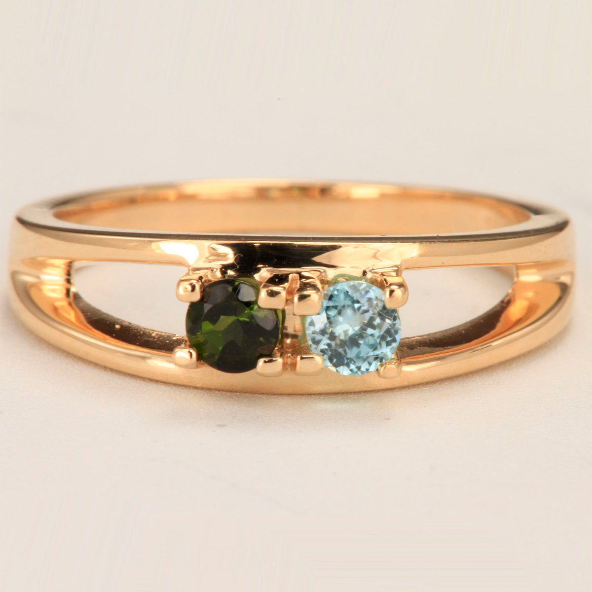 Two Birthstone Split Shank Mothers Ring* - MothersFamilyRings.com