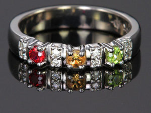 3 Birthstone Christopher Michael Designed Mothers Ring with Fine Diamonds* - MothersFamilyRings.com