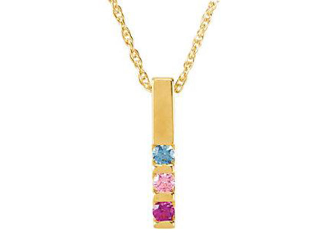 3 stone Channel Set Mother&#39;s Pendant with Natural Gemstones - mothers family rings