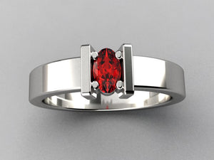 One Stone Oval Mothers Ring with Bars* designed by Christopher Michael - MothersFamilyRings.com