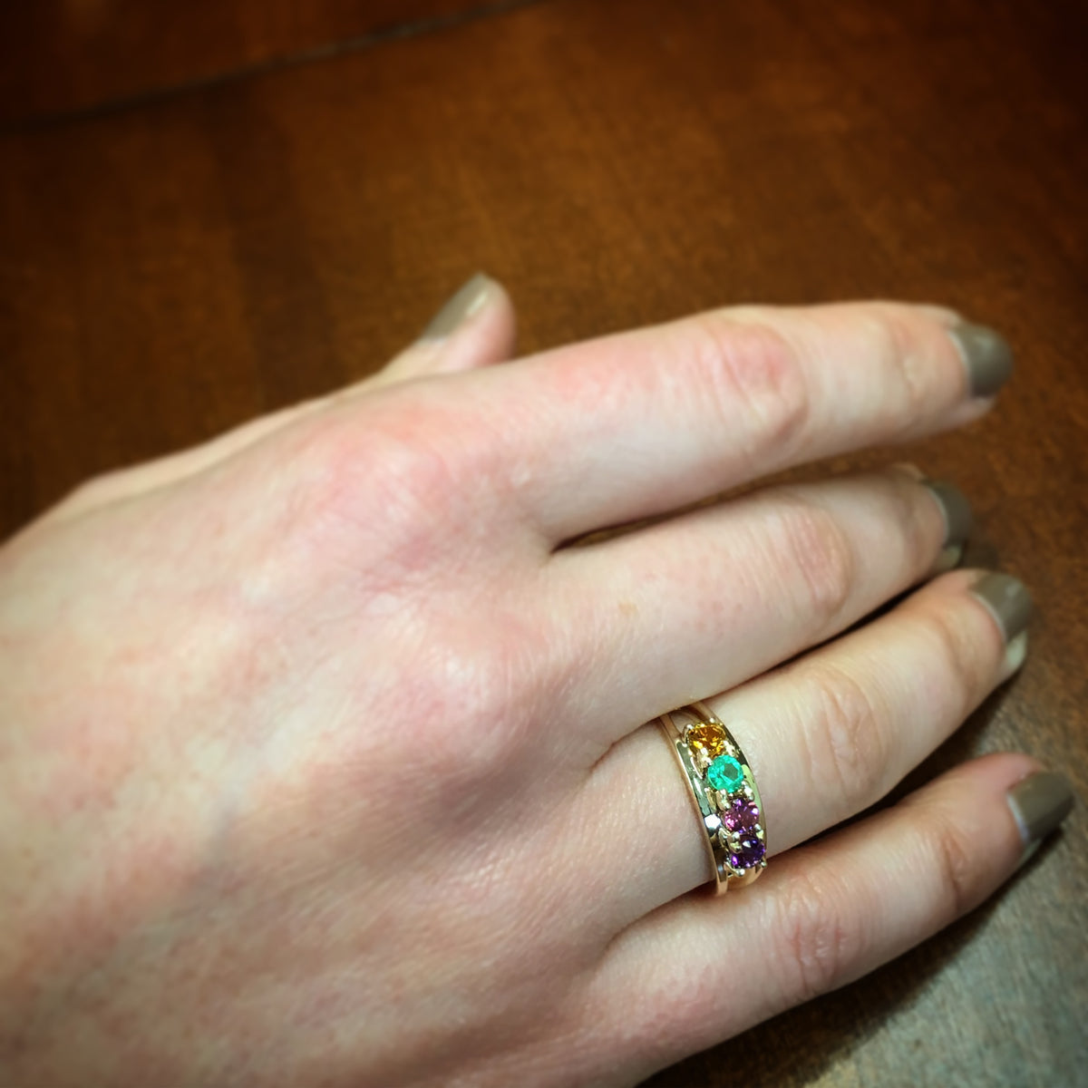 Four Birthstone Split Shank Mothers Ring* - MothersFamilyRings.com