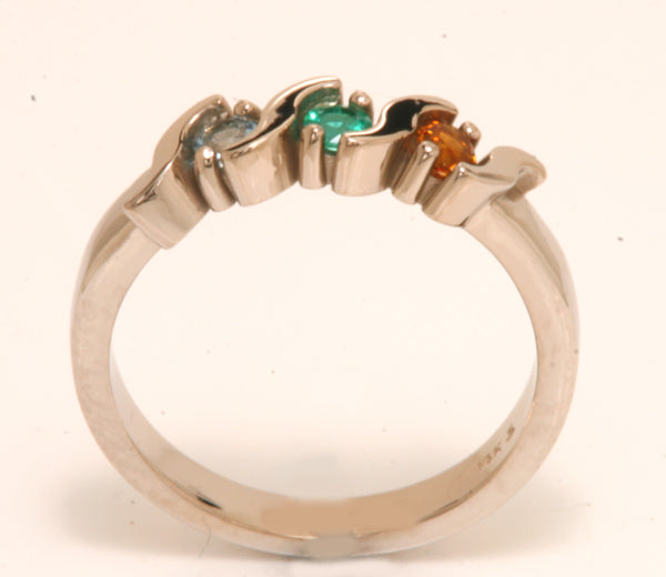 3 Stone S bar Mothers Ring* - MothersFamilyRings.com