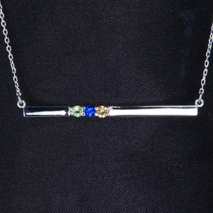 Bar Necklace for Mom 3 Birthstones