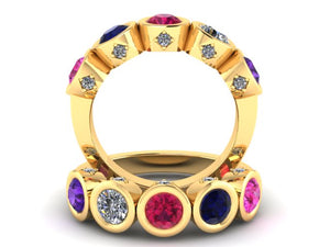 Christopher Michael Design with 5 Bezel Set Gemstones and Diamonds
