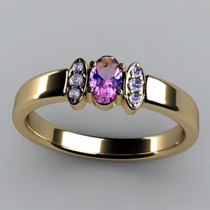 Christopher Michael Designed One Stone Oval Mothers Ring with Diamond* - MothersFamilyRings.com