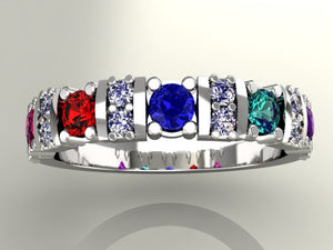 5 Stone Christopher Michael Designed Mothers Ring with Fine Diamonds* - MothersFamilyRings.com
