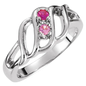 Wave Mothers Ring with Two Fine Natural Birthstones* - MothersFamilyRings.com
