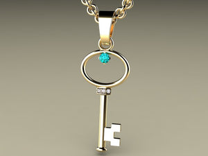 Key To My Heart Mother's Pendant with One Birthstones*