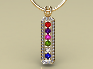 6 Birthstone Mothers Pendant with Diamonds Around by Christopher Michael* - MothersFamilyRings.com