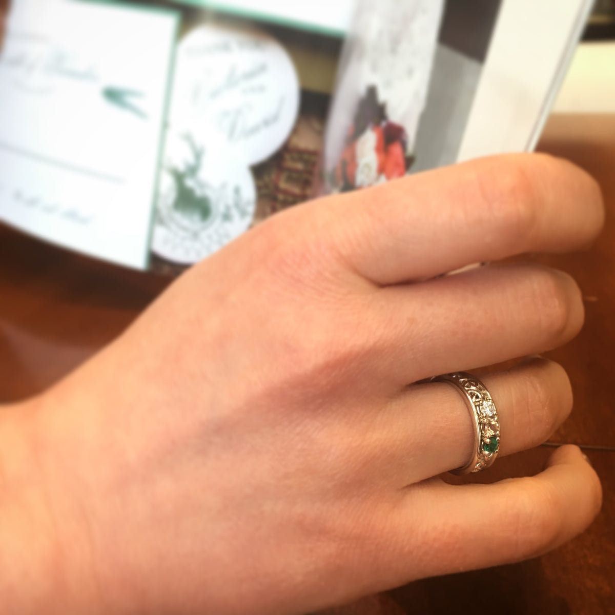 Christopher Michael designed Celtic Style Mothers Ring With Five 3mm Natural Birthstones* - MothersFamilyRings.com