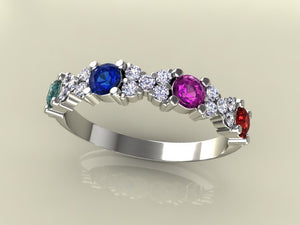 4 Birthstone Mothers Ring With .21 carats of Fine Diamonds by Christopher Michael* - MothersFamilyRings.com
