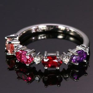 4 Birthstone Christopher Michael Designed Ring With Oval Birthstones Set East to West* - MothersFamilyRings.com