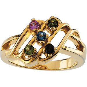 Wave Mothers Ring with Six Fine Natural Birthstones* - MothersFamilyRings.com