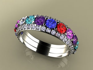 Ten Birthstone Mothers Ring by Christopher Michael*