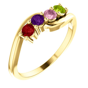 4 Stone Bypass Mothers Ring 3mm Birthstones* - MothersFamilyRings.com
