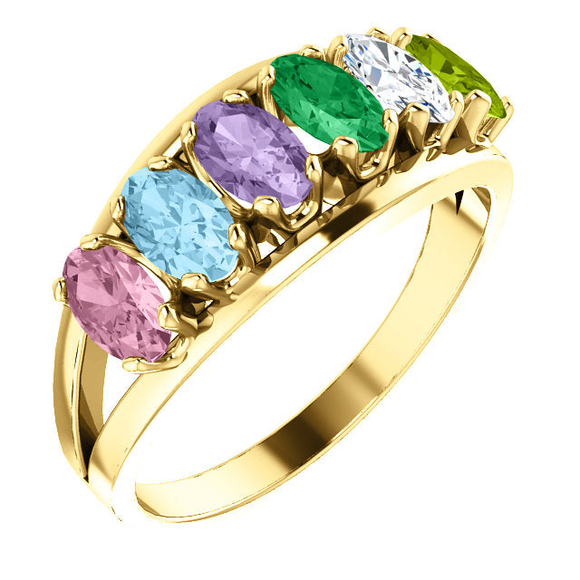 Six Stone Oval Mothers Ring* - MothersFamilyRings.com