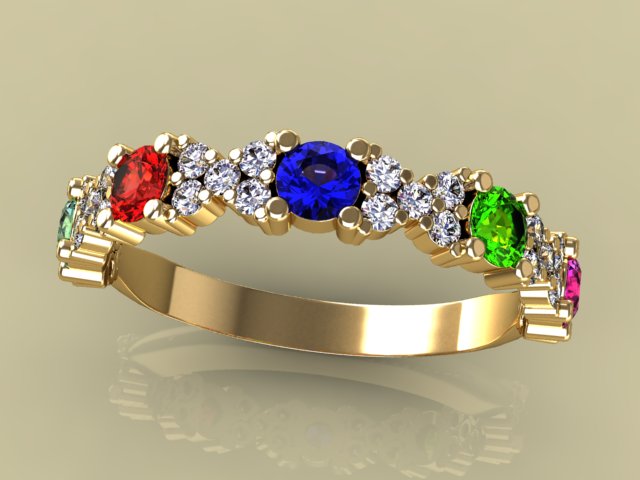 5 Birthstone Mothers Ring With .26 carats of Fine Diamonds by Christopher Michael* - MothersFamilyRings.com