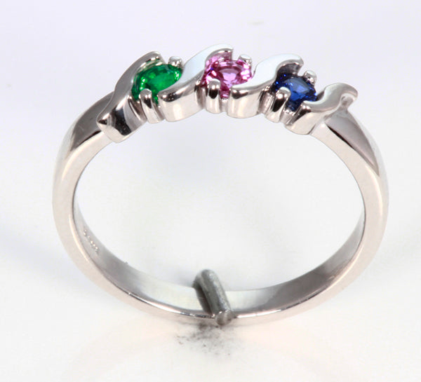 3 Stone S bar Mothers Ring* - MothersFamilyRings.com
