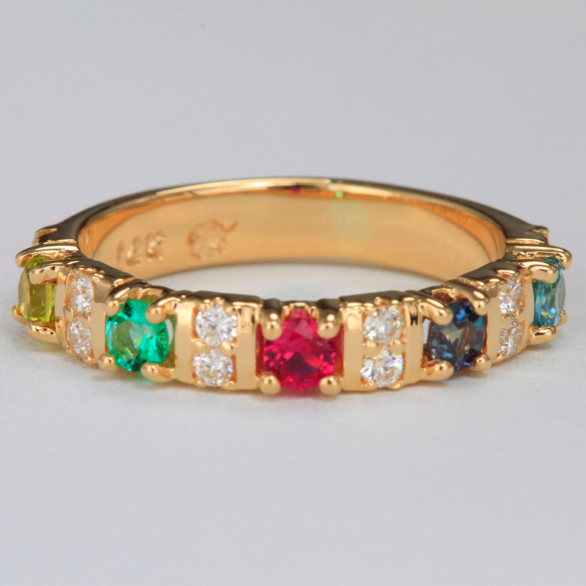 5 Stone Christopher Michael Designed Mothers Ring with Fine Diamonds* - MothersFamilyRings.com