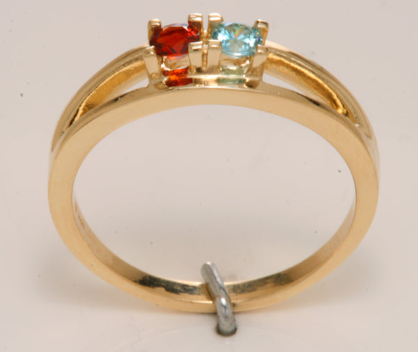 Two Birthstone Split Shank Mothers Ring* - MothersFamilyRings.com