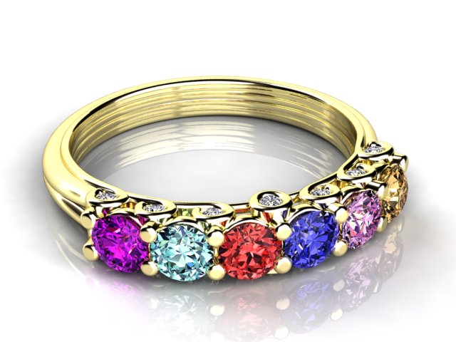 Larger 3.5 mm Six Birthstones by Christopher Michael With Diamond Accent*