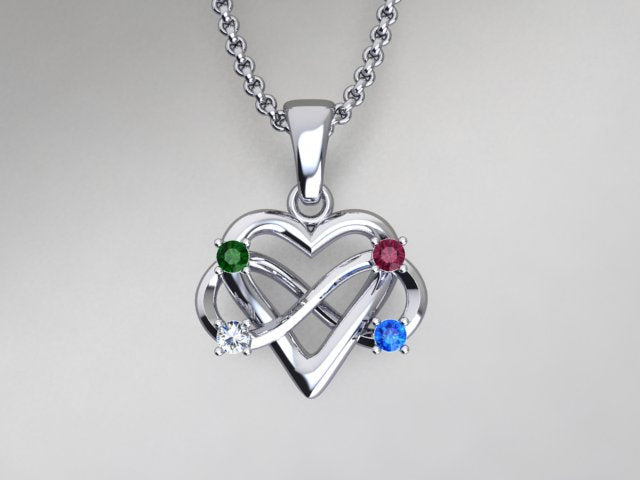 4 Stone Custom Birthstone Silver Family Tree Necklace | Eve's Addiction