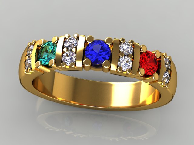 Our Most Popular Mothers ring  with Three Larger 3.5 mm Gems by Christopher Michael*