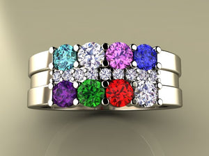 8 Birthstone Mothers Ring with Diamonds* Christopher Michael Design