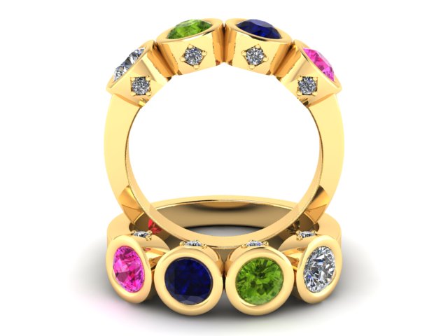 Christopher Michael Design with 4 Bezel Set Gemstones and Diamonds