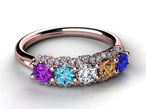 Mother's Ring With Fine Diamond and 5 Natural Birthstones*  designed by Christopher Michael