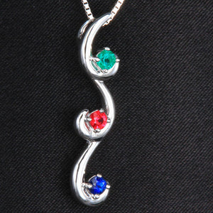 Flowing Drop Mother's Pendant with 3 Natural Birthstones