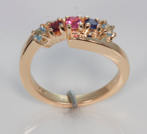 5 Stone Bypass Mothers Ring 3mm Birthstones* - MothersFamilyRings.com