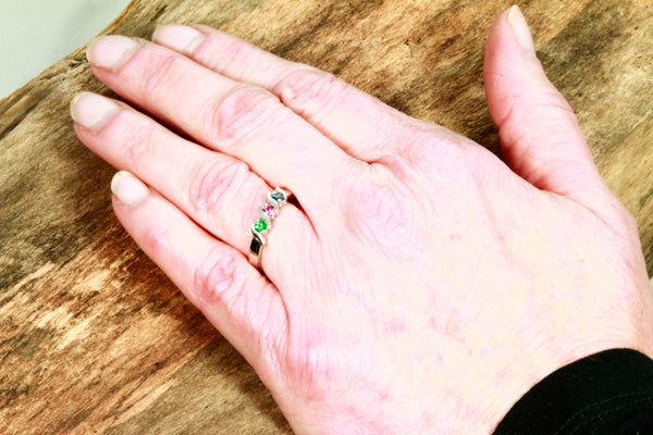 3 Stone S bar Mothers Ring* - MothersFamilyRings.com