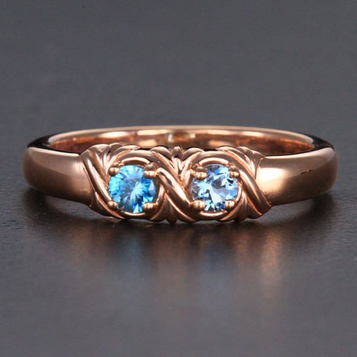 Uniquely Detailed 2 Stone Mothers Ring