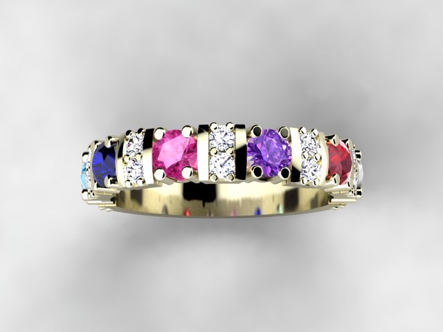 Our Most Popular Mothers ring with Five Larger 3.5 mm Gems by Christopher Michael*
