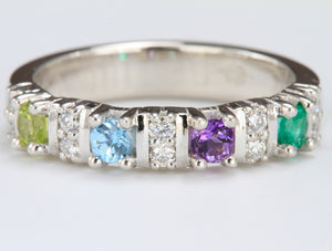 4 Birthstone Christopher Michael Designed Mothers Ring with Fine Diamonds* - MothersFamilyRings.com