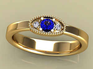 Classy 1 Birthstone Mothers Ring by Christopher Michael  with Fine Cut Diamonds* - MothersFamilyRings.com