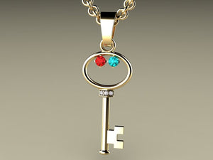 Key To My Heart Mother's Pendant with Two Birthstones*