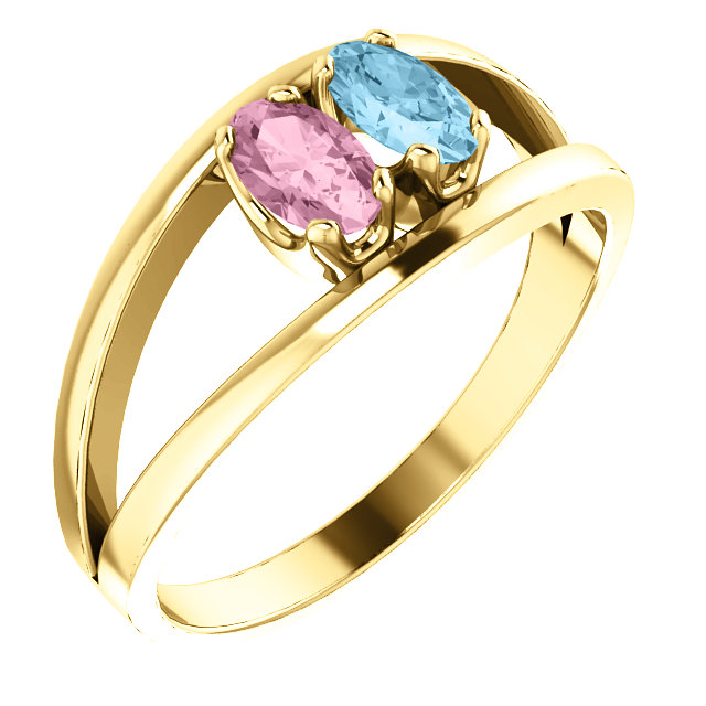 Gold mothers sales ring 2 stones