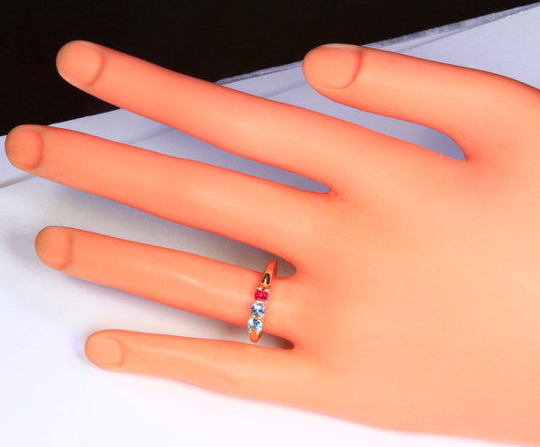 Larger 3.5 mm Three Birthstones Mothers Ring by Christopher Michael With Diamond Accent*