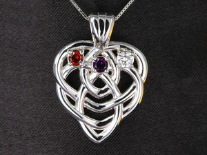 Celtic Mothers Birthstone Pendant 3 Stone with larger 3mm birthstones - mothers family rings